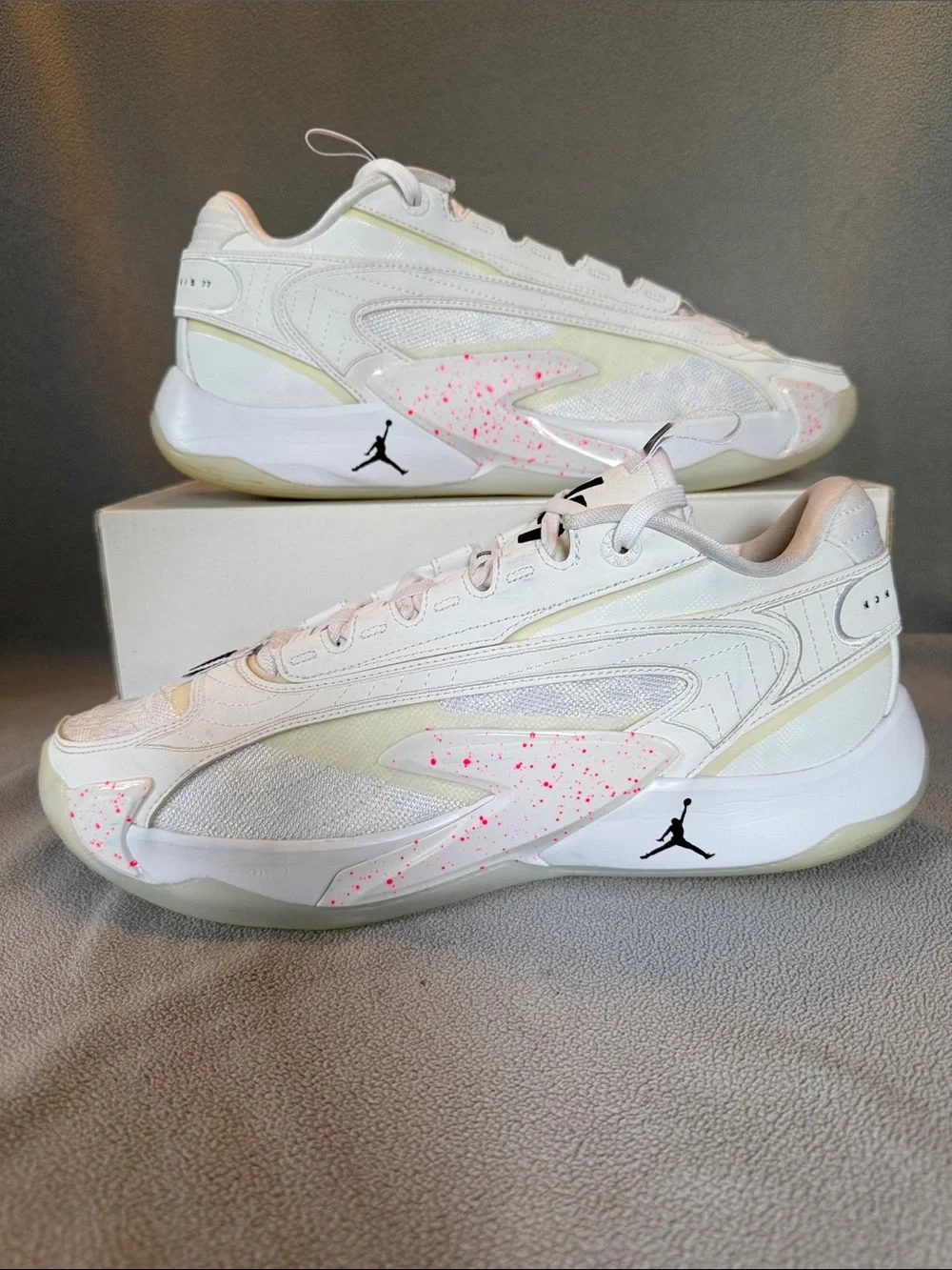 Used men Luka 2 White Sneakers with Pink Speckle Accents